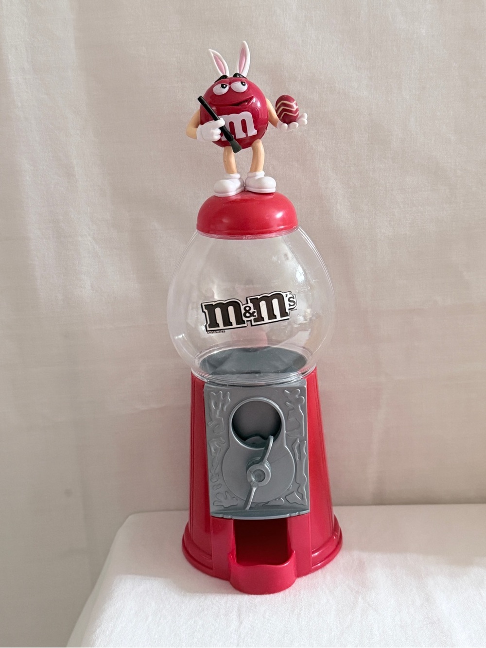 M&M'S Red Candy Dispenser with Red M&M Bunny Topper